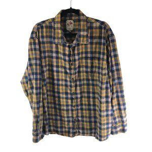 EQ Mens Flannel Shirt Button Down Chest Pocket Cotton Plaid Yellow Blue 3X